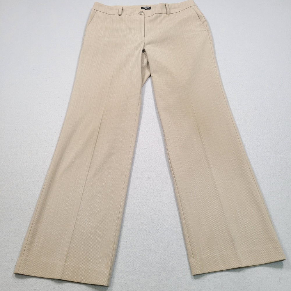 Ann Taylor Signature Trousers Tan Beige Pinstripe Dress Pants 6P Petite